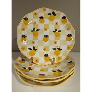 Grace Teaware 8.5" Lemon Garden Set of 4 Fine‎ Porcelain Dessert Salad Plates